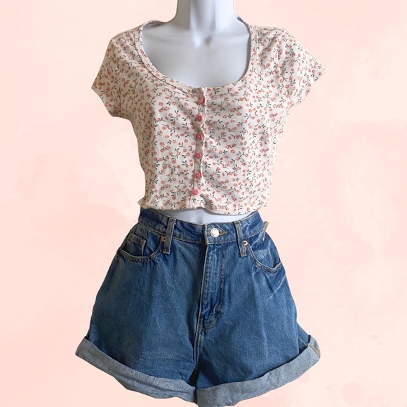 High Waisted Embroidered Wild Fable Denim Shirts Size 10 - Picture 1 of 7